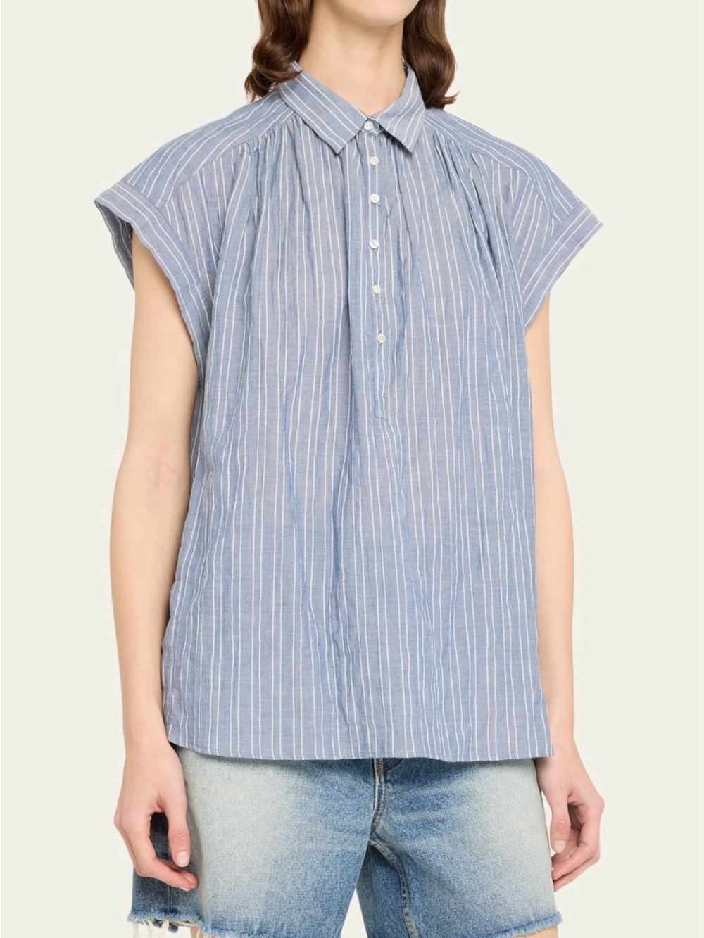 NILI LOTAN Normandy Shirt Tunic Top Cotton Striped Kimono Oversized Size S Small